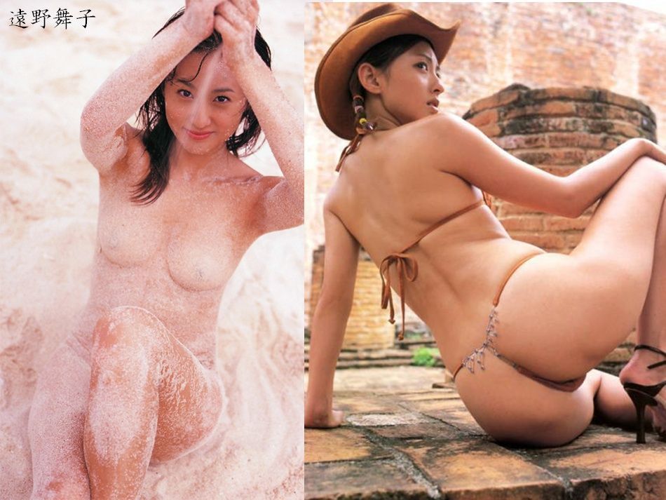 遠野舞子の砂まみれの乳首ポッチとTバック姿